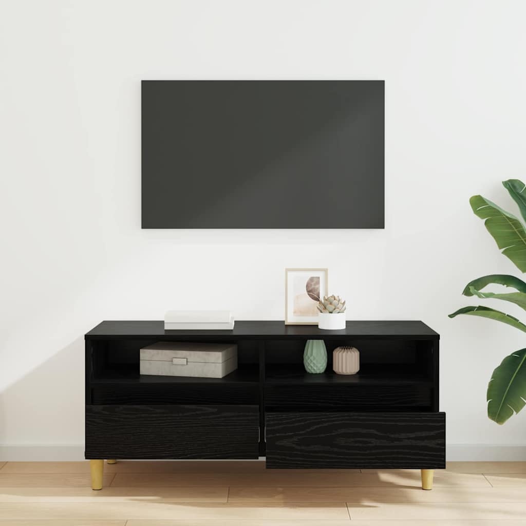 VidaXL TV-kast met lade Zwart Eiken 100 x 34,5 x 44,5 cm Bewerkt hout