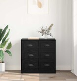 VidaXL Dressoir met lade Zwart Eiken 70 x 35,5 x 67,5 cm Bewerkt hout