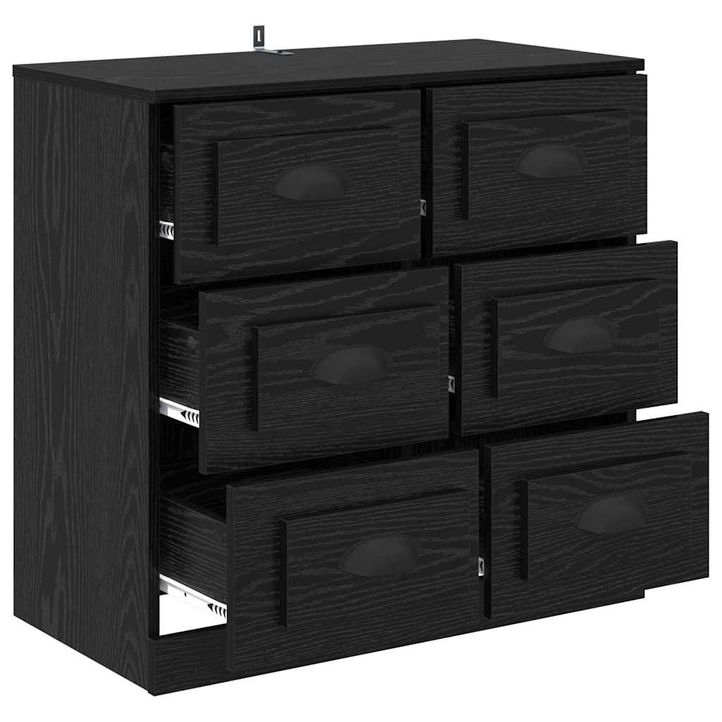 VidaXL Dressoir met lade Zwart Eiken 70 x 35,5 x 67,5 cm Bewerkt hout
