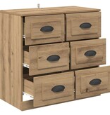 VidaXL Dressoir Artisan Eiken 70 x 35,5 x 67,5 cm Bewerkt hout