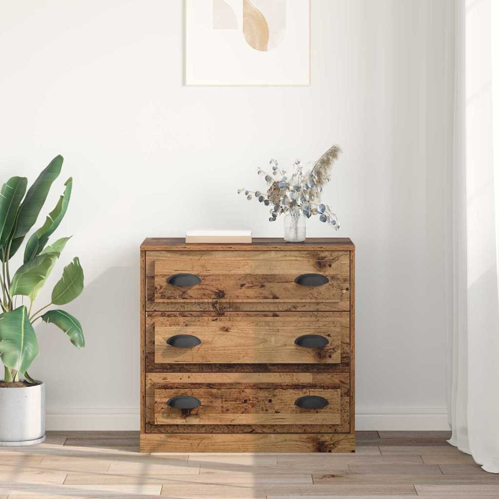 VidaXL Dressoir met lade Oud Hout 70 x 35,5 x 67,5 cm Bewerkt hout
