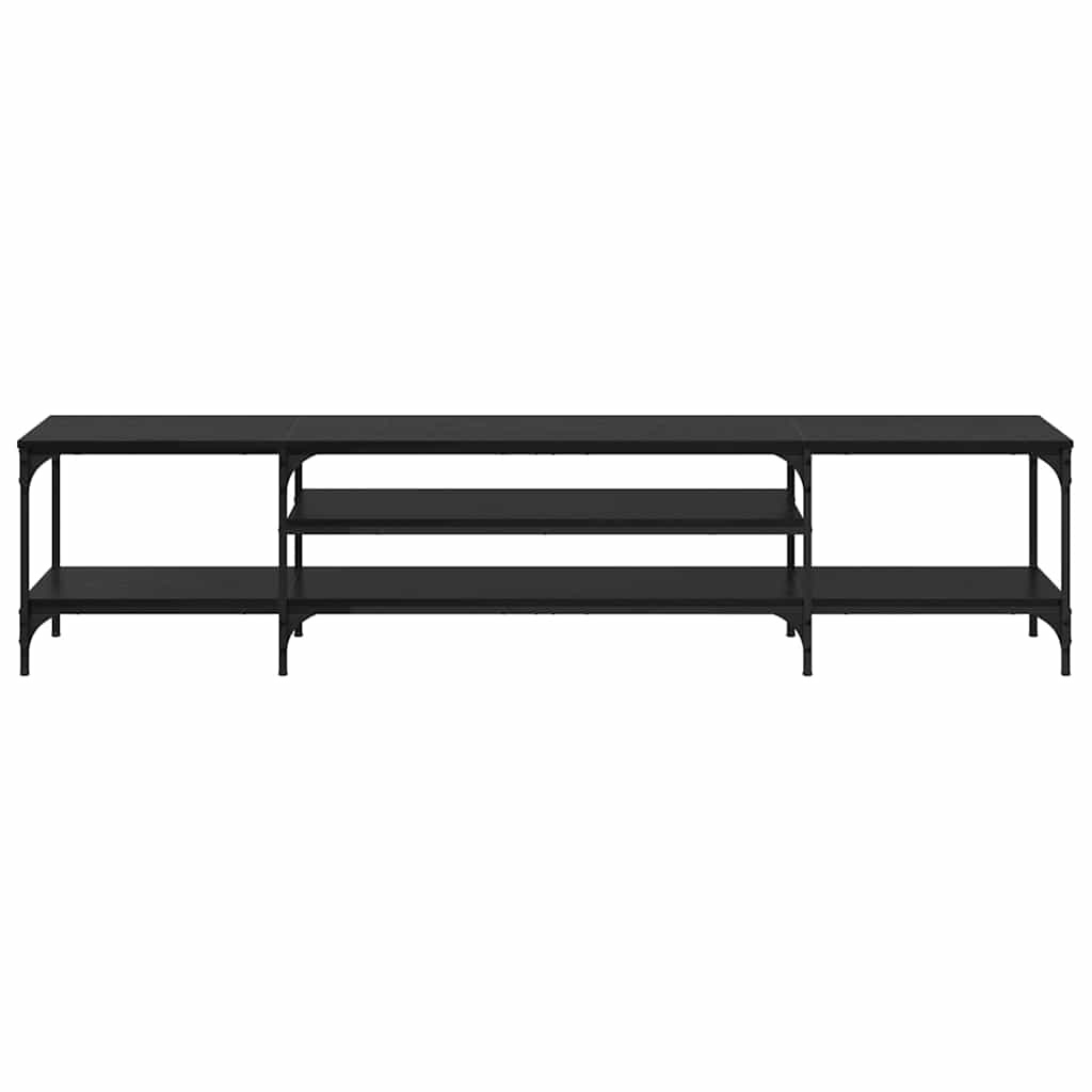 VidaXL TV-kast Zwart Eiken 201 x 35 x 45 cm Gemonteerd hout en ijzer