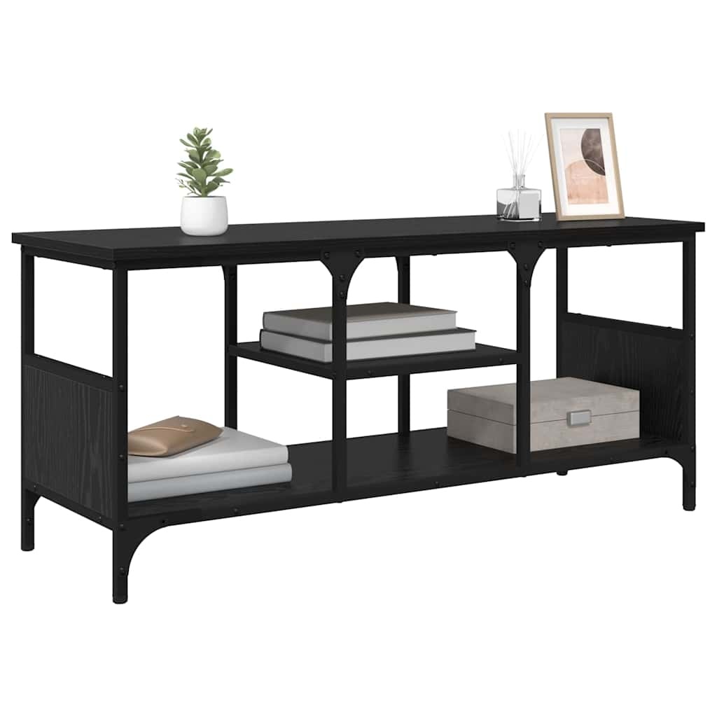 VidaXL TV-kast Zwart Eiken 100 x 35 x 45 cm Gemonteerd hout en ijzer