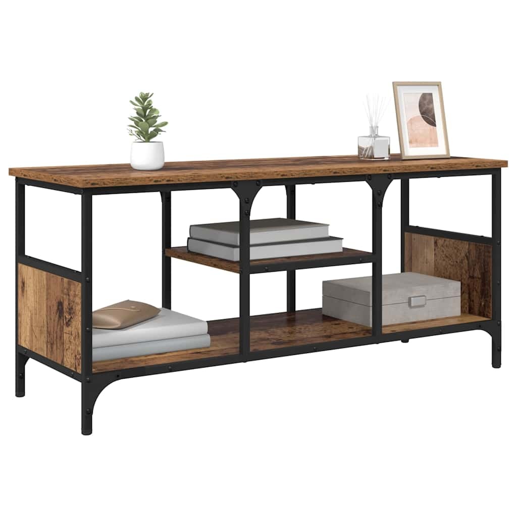 VidaXL TV-kast Oud Hout 100 x 35 x 45 cm Gemonteerd hout en ijzer