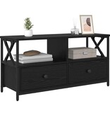 VidaXL TV-kast Zwart Eiken 90 x 33 x 45 cm Engineered hout en staal