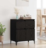 VidaXL Dressoir Zwart Eiken 60 x 35 x 70 cm Gemonteerd hout en ijzer
