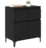 VidaXL Dressoir Zwart Eiken 60 x 35 x 70 cm Gemonteerd hout en ijzer