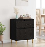 VidaXL Dressoir met lade Zwart Eiken 60 x 35 x 70 cm Bewerkt hout