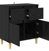 VidaXL Dressoir met lade Zwart Eiken 60 x 35 x 70 cm Bewerkt hout