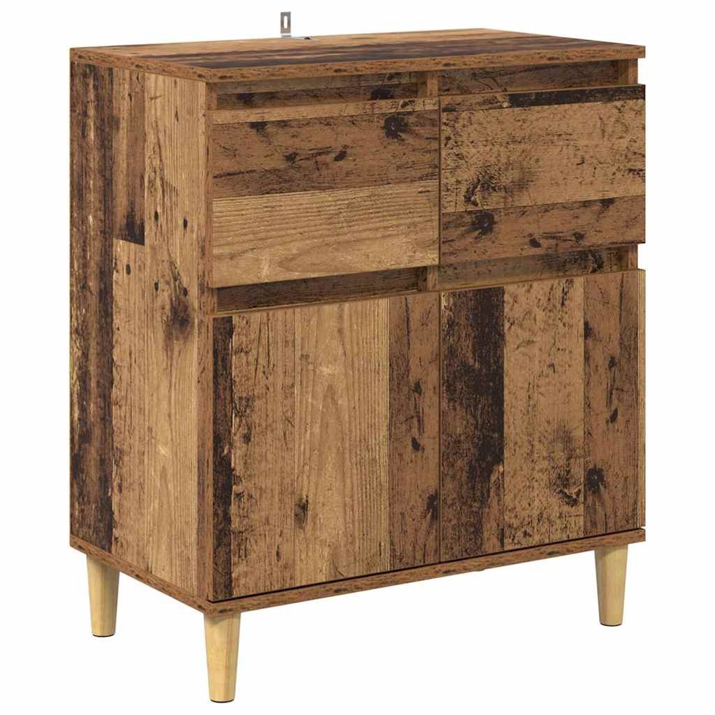 VidaXL Dressoir met lade Oud Hout 60 x 35 x 70 cm Bewerkt hout