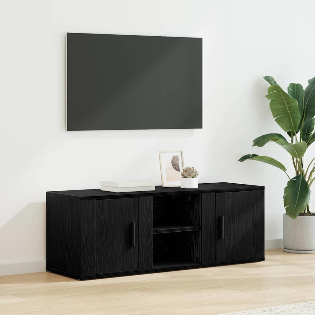 VidaXL TV-kast Zwart Eiken 100 x 31,5 x 35 cm Bewerkt hout