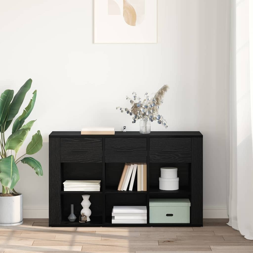 VidaXL Dressoir met lade Zwart Eiken 100 x 30 x 59,5 cm Bewerkt hout