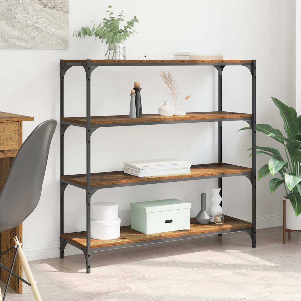 VidaXL Boekenkast Oud Hout 100 x 33 x 100 cm Gemonteerd hout en ijzer