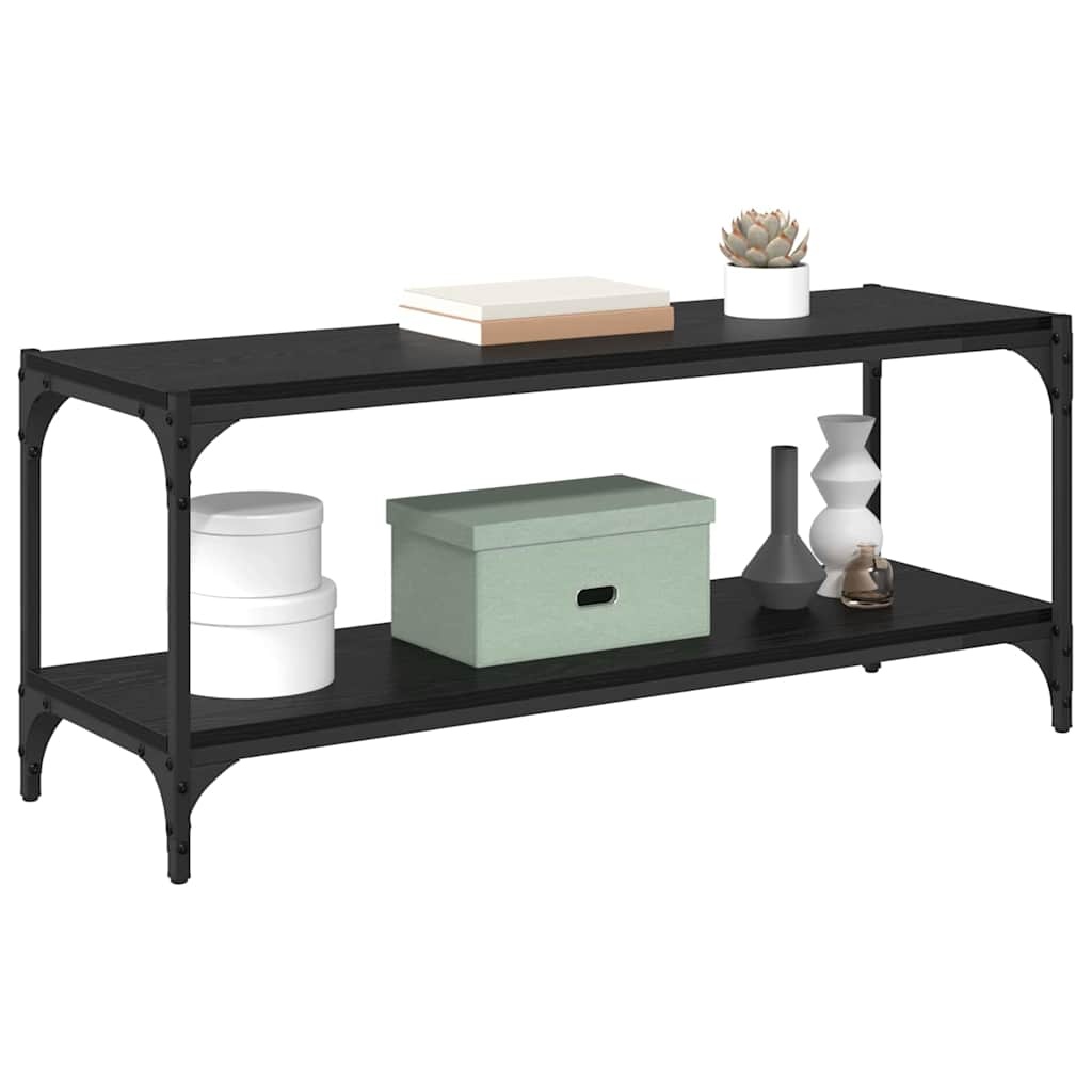 VidaXL TV-kast Zwart Eiken 100x33x41cm Gemonteerd hout en ijzer