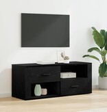 VidaXL TV-kast met lade Zwart Eiken 100 x 35 x 40 cm Bewerkt hout