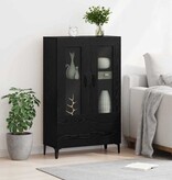 VidaXL Highboard Zwart Eiken 70 x 31 x 115 cm Gemonteerd hout en ijzer