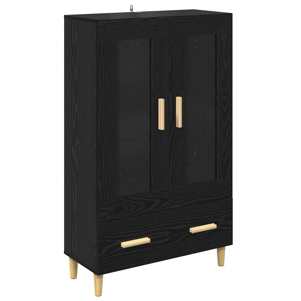 VidaXL Highboard met lade Zwart Eiken 70 x 31 x 115 cm Bewerkt hout