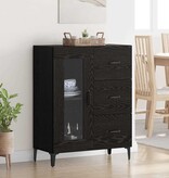 VidaXL Dressoir Zwart Eiken 69,5 x 34 x 90 cm Gemonteerd hout en ijzer