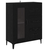VidaXL Dressoir Zwart Eiken 69,5 x 34 x 90 cm Gemonteerd hout en ijzer