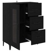 VidaXL Dressoir Zwart Eiken 69,5 x 34 x 90 cm Gemonteerd hout en ijzer