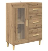 VidaXL Dressoir met lade Artisan Eiken 69,5 x 34 x 90 cm Bewerkt hout