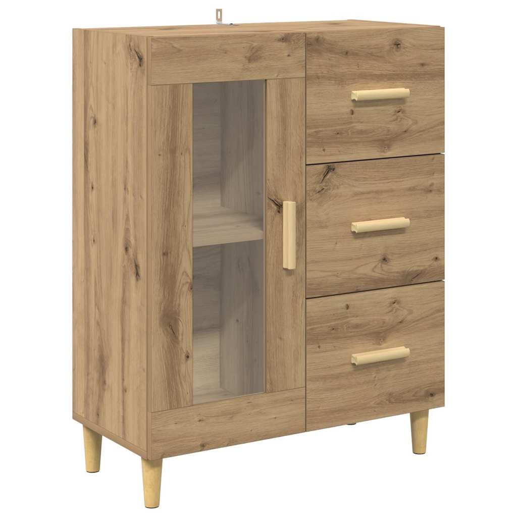 VidaXL Dressoir met lade Artisan Eiken 69,5 x 34 x 90 cm Bewerkt hout