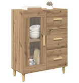 VidaXL Dressoir met lade Artisan Eiken 69,5 x 34 x 90 cm Bewerkt hout