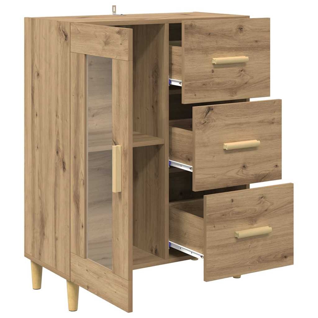VidaXL Dressoir met lade Artisan Eiken 69,5 x 34 x 90 cm Bewerkt hout