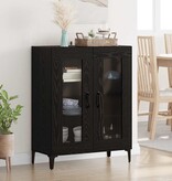 VidaXL Dressoir Zwart Eiken 69,5 x 34 x 90 cm Gemonteerd hout en ijzer