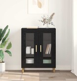 VidaXL Dressoir Zwart Eiken 69,5 x 34 x 90 cm Bewerkt hout