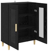 VidaXL Dressoir Zwart Eiken 69,5 x 34 x 90 cm Bewerkt hout