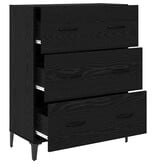VidaXL Dressoir Zwart Eiken 69,5 x 34 x 90 cm Gemonteerd hout en ijzer