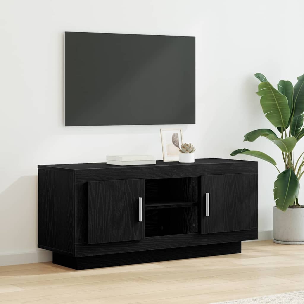 VidaXL TV-kast Zwart Eiken 102 x 35 x 45 cm Bewerkt hout
