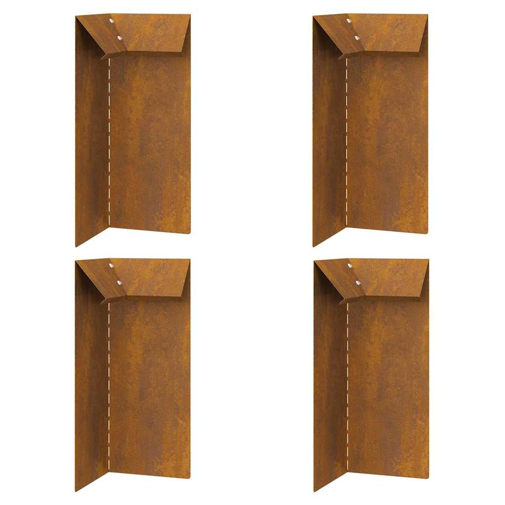 VidaXL Slakkenhekje 4 pcs Roestig 10 x 10 x 25 cm Cortenstaal