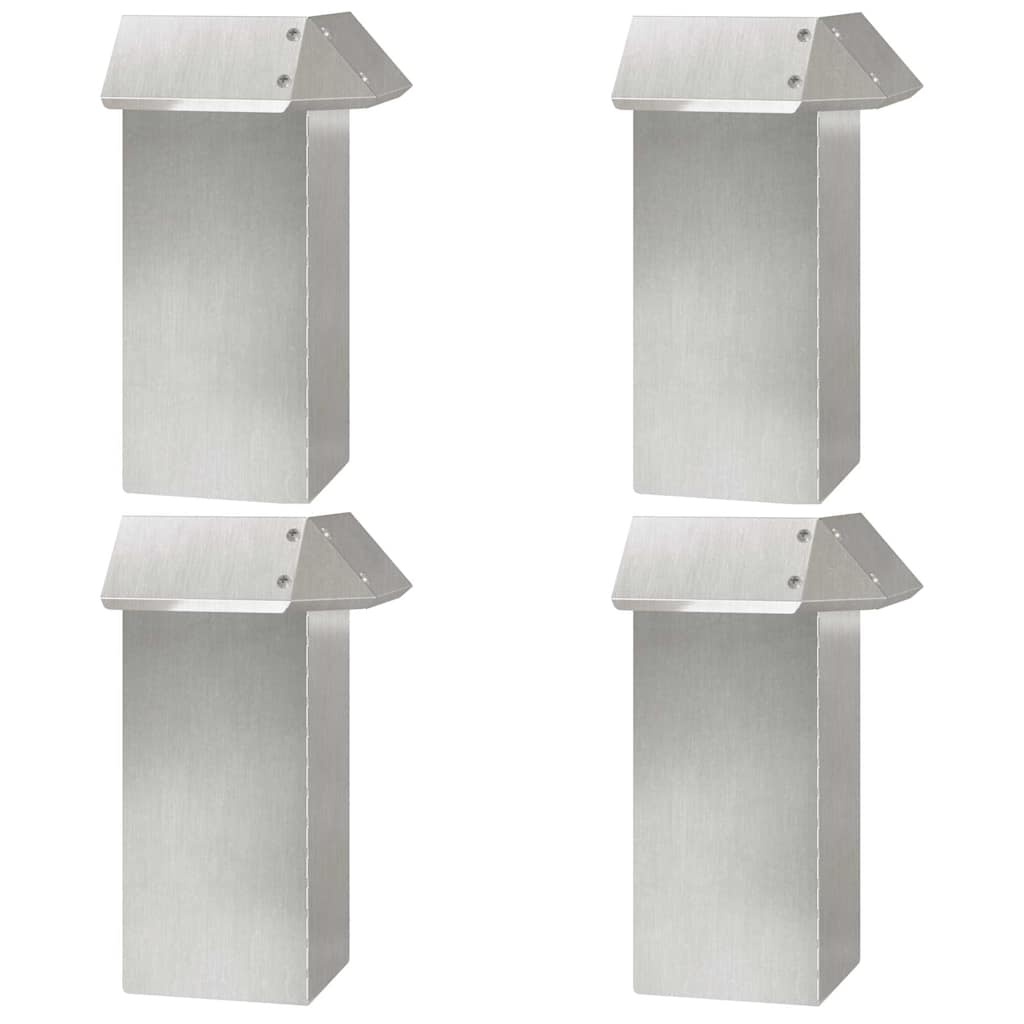 VidaXL Slakkenhekje 4 pcs Zilver 13,5 x 13,5 x 25 cm Roestvrij staal