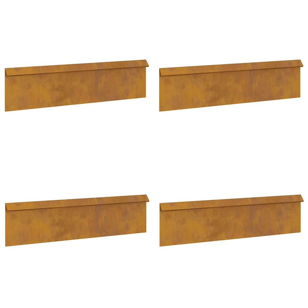 VidaXL Slakkenhekje 4 pcs Roestig 100 x 3,5 x 25 cm Cortenstaal