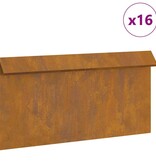 VidaXL Slakkenhekje 16 pcs Roestig 50 x 3,5 x 25 cm Cortenstaal