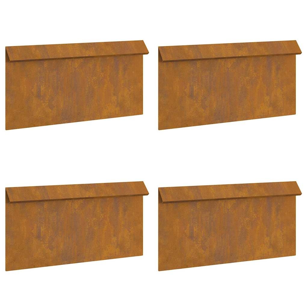 VidaXL Slakkenhekje 4 pcs Roestig 50 x 3,5 x 25 cm Cortenstaal