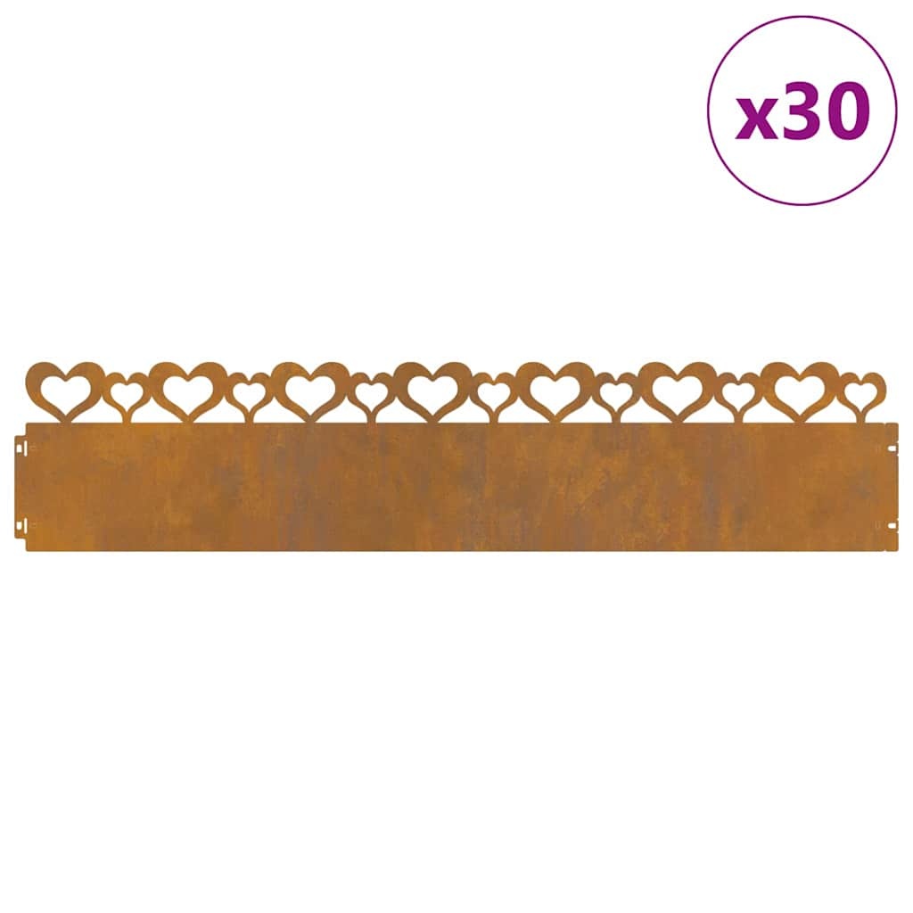 VidaXL Gazonranden 30 pcs Roestig 103 x 0,05 x 22 cm Cortenstaal