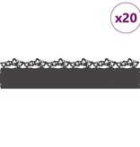 VidaXL Gazonranden 20 pcs Zwart 103 x 0,05 x 22 cm Staal