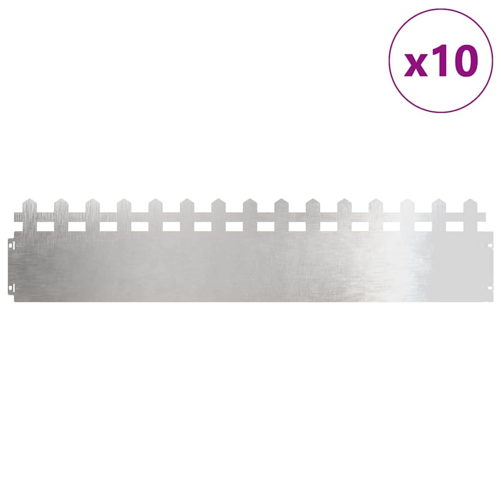 VidaXL Gazonranden 10 pcs Zilver 103 x 0,05 x 22 cm Roestvrij staal