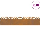 VidaXL Gazonranden 30 pcs Roestig 103 x 0,05 x 22 cm Cortenstaal