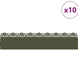 VidaXL Gazonranden 10 pcs Olijf Groen 103 x 0,05 x 22 cm Staal