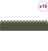 VidaXL Gazonranden 10 pcs Olijf Groen 103 x 0,05 x 22 cm Staal