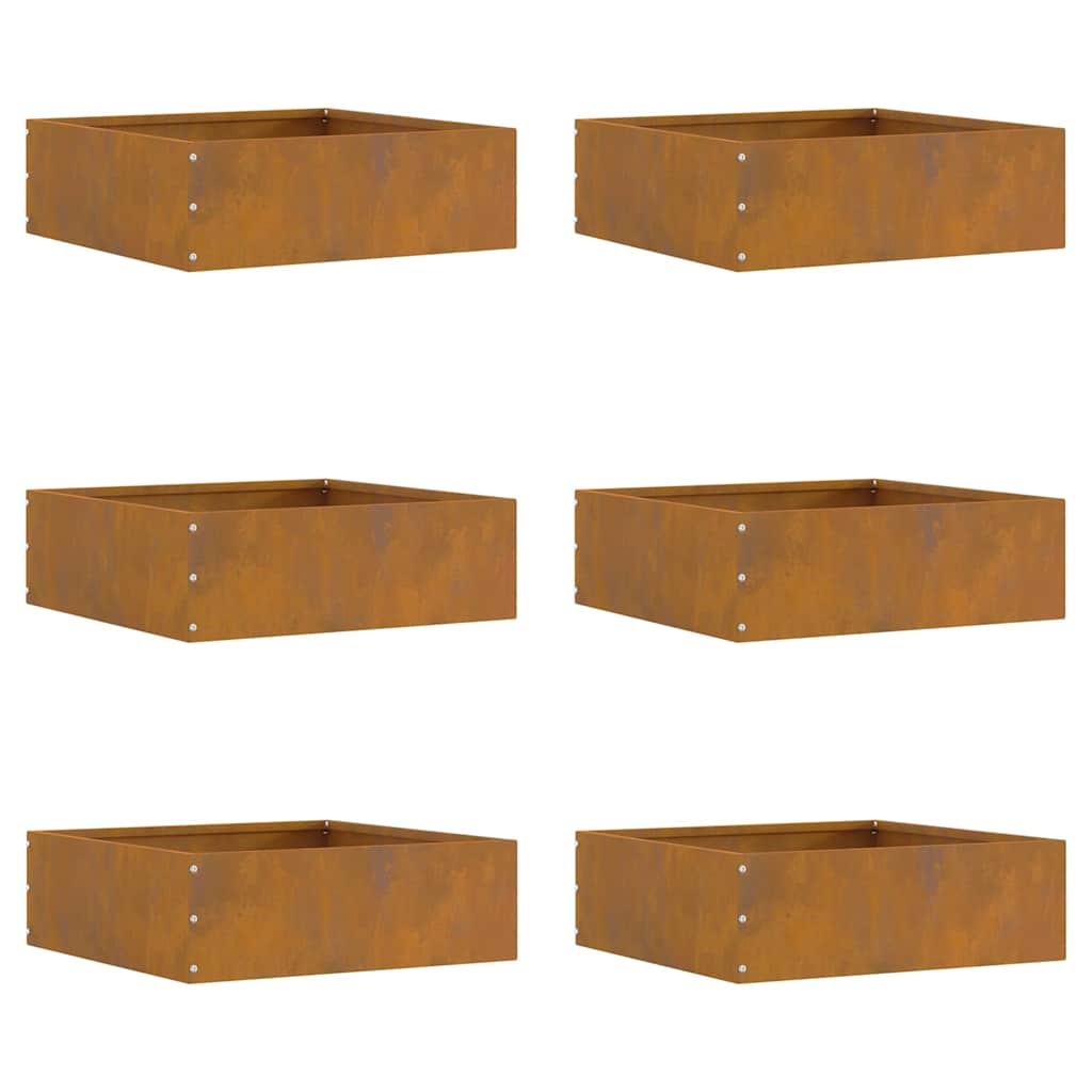 VidaXL Tuinrand 6 pcs Roestig 40 x 40 x 13 cm Cortenstaal