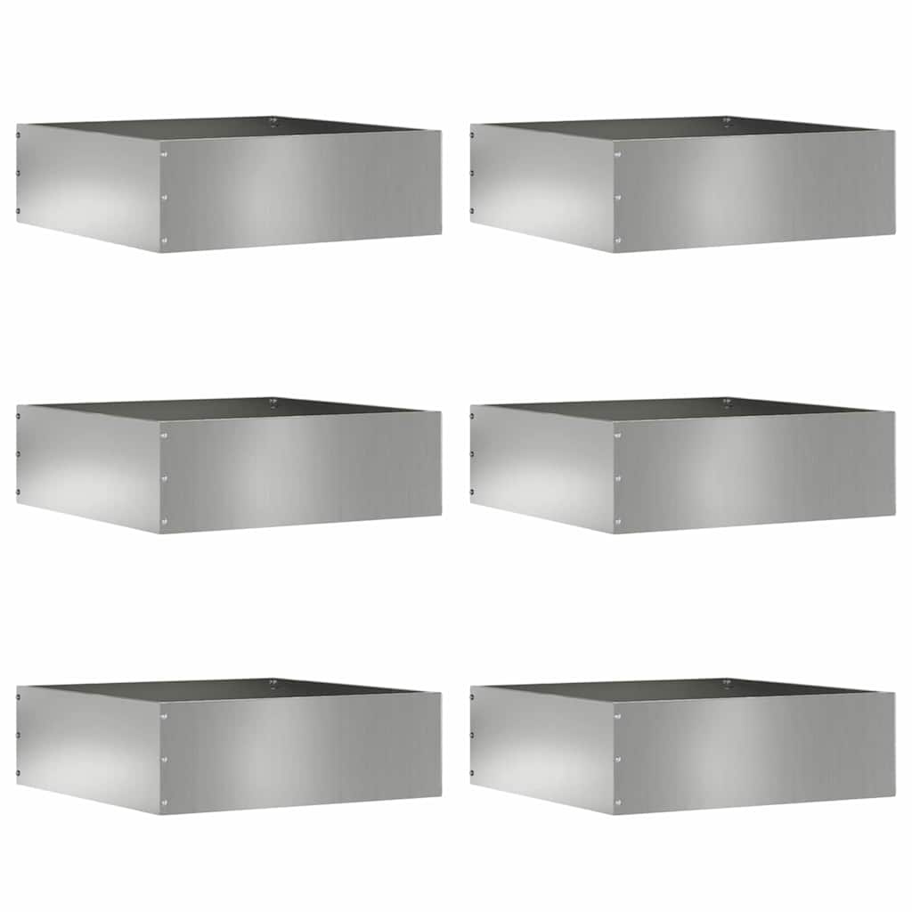 VidaXL Tuinrand 6 pcs Zilver 40 x 40 x 13 cm Gegalvaniseerd staal