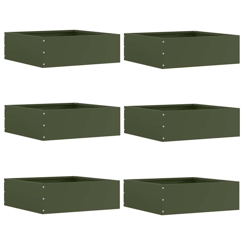 VidaXL Tuinrand 6 pcs Olijf Groen 40 x 40 x 13 cm Staal