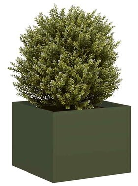VidaXL Plantenbak 40x40x30 cm staal olijfgroen