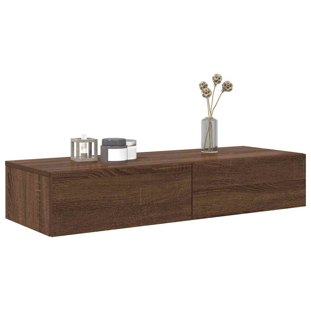 VidaXL Wandschap met lades 100x36x19cm bewerkt hout bruin eikenkleurig