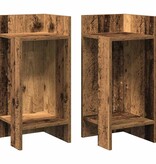VidaXL Bijzettafels 2 st met plank 25,5x27x60 cm oud houtkleurig